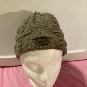 RARE LOMAN Poland 50%, wool 50% acrylic ski cap beanie with fringe vintage logo